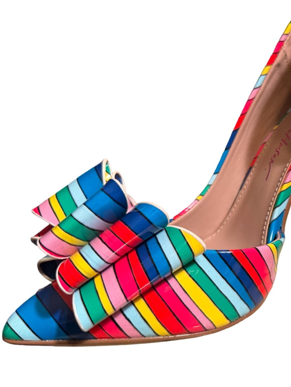 Betsey Johnson Sz 6 Stunning Multicolor Striped Pointed-Toe High Heels (SH312) - Picture 2 of 9